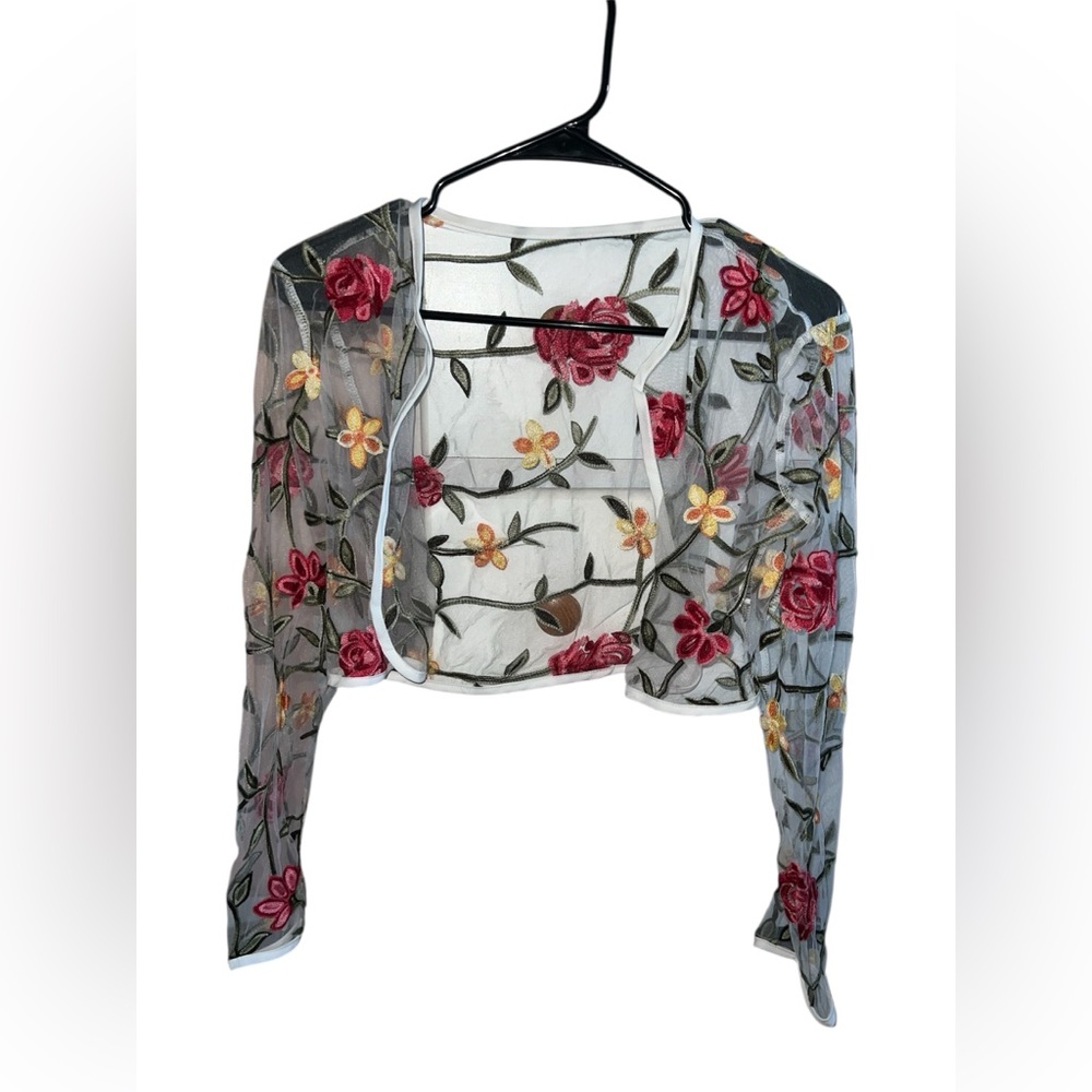 Floral Embroidered Sheer Top